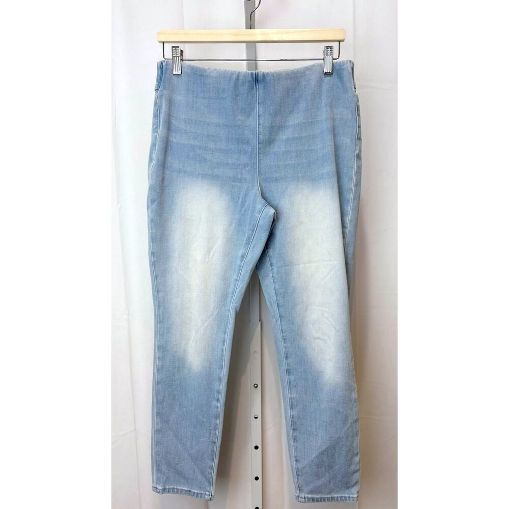 SOFT SURROUNDINGS Petite PM Ultimate Pull On Skinny Ankle Jeans Light Wash Blue